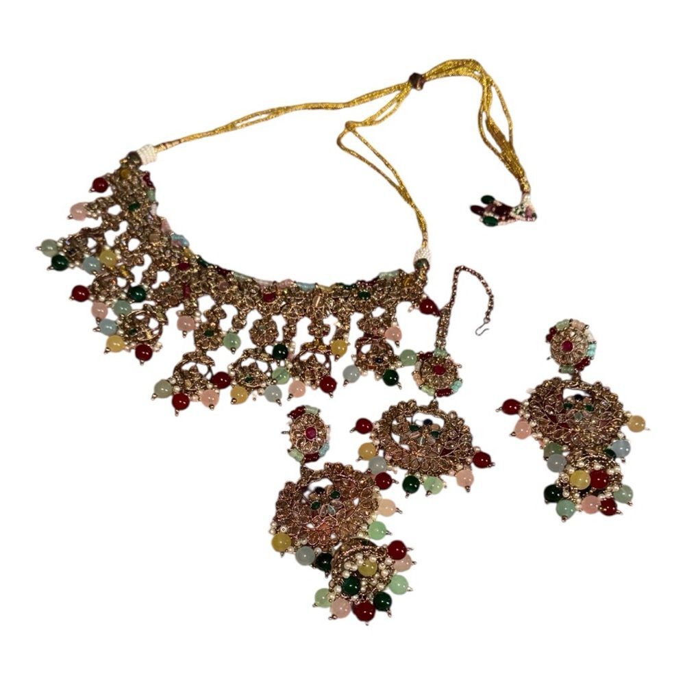 Bollywood style Bridal Elegant Multicolor Jewelry Set NIB NEVER USED
